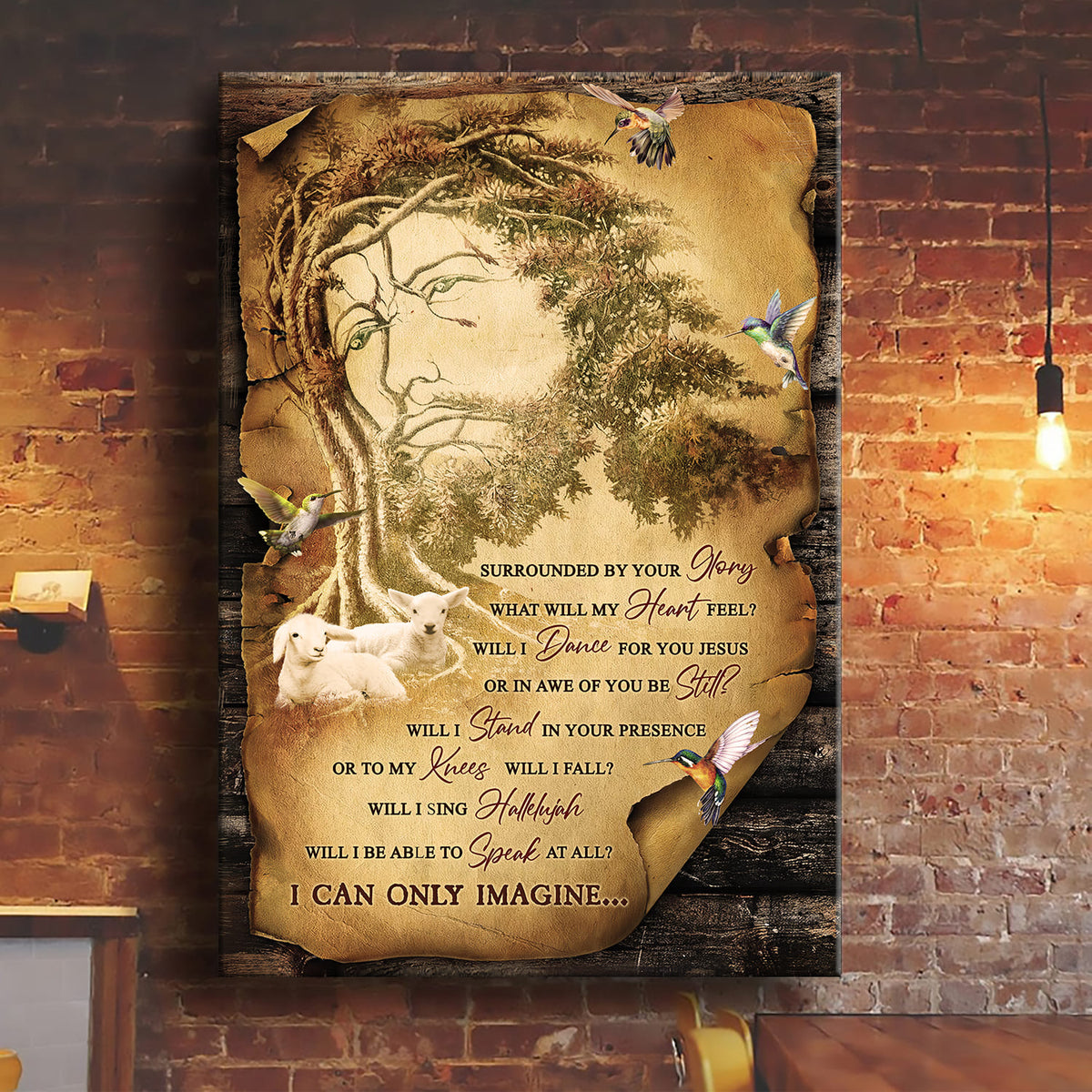 Jesus Painting, Amazing tree, Little Lamb, Hummingbird, I can only imagine - Jesus Portrait Canvas Prints, Wall Art