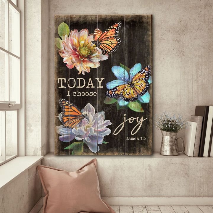 Butterfly - Today I choose joy Jesus Canvas Print - Wall Art
