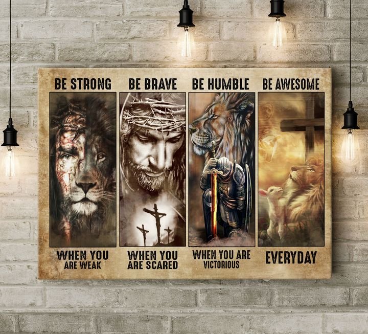 Jesus painting, Lion king, Be strong when you are weak - Jesus Landscape Canvas Prints, Wall Art