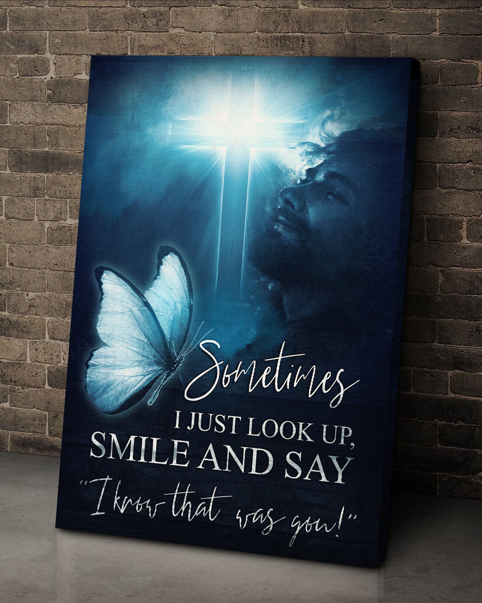 Happy man, White butterfly drawing, I know that was you - Jesus Portrait Canvas Prints, Wall Art