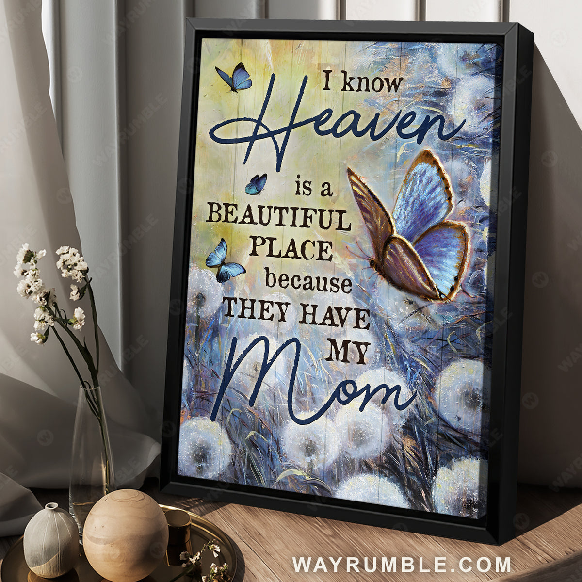 Pretty butterfly, Dandelion field, I know heaven is a beautiful place - Heaven Portrait Canvas Prints, Wall Art