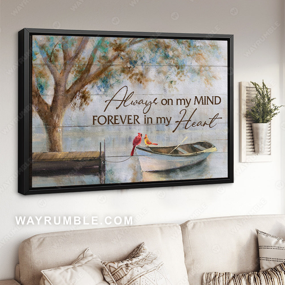 Beautiful lake, Watercolor cardinal, Boat painting, Always on my mind, Forever in my heart - Heaven Landscape Canvas Prints, Wall Art
