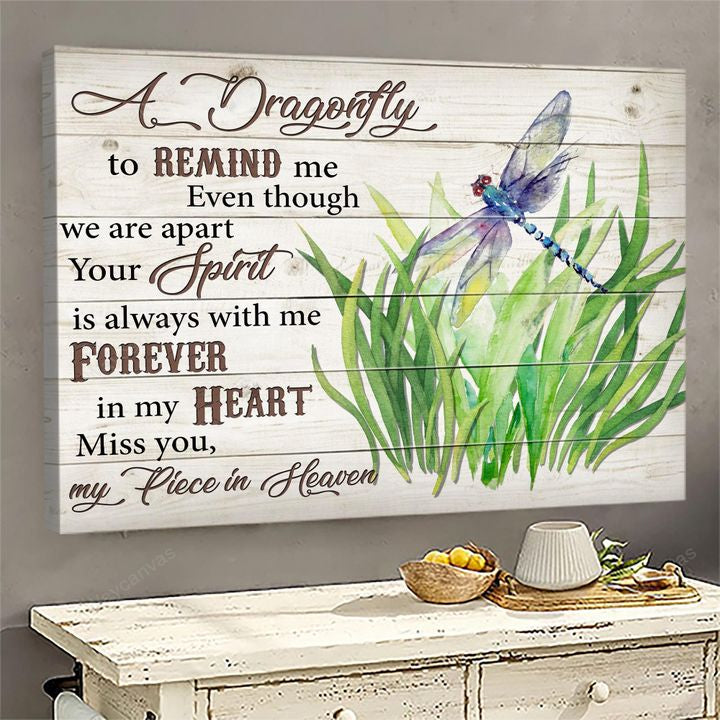 Grass, Dragonfly, A dragonfly to remind me your spirit is always with me - Heaven Landscape Canvas Prints, Wall Art