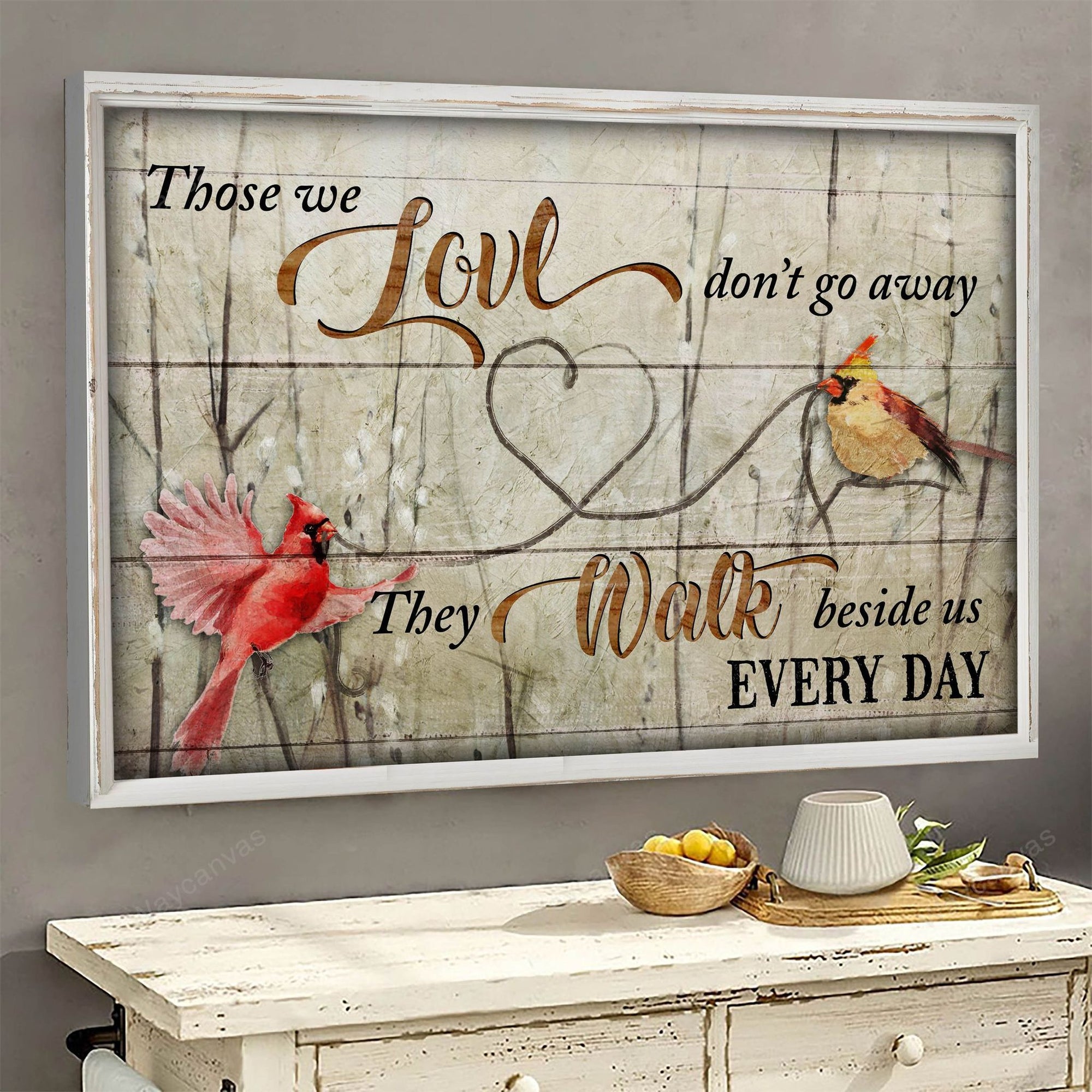 Cardinal, Heart Rope, They walk beside us every day - Heaven Landscape Canvas Prints, Wall Art
