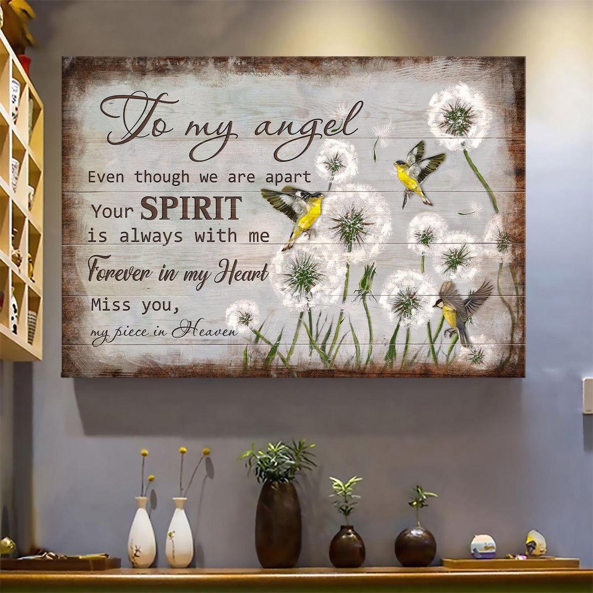 Dandelion, Hummingbirds, To my angel, Your spirit is forever in my heart - Heaven Landscape Canvas Prints, Wall Art