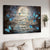 Full moon painting, Blue butterfly, Memorial gift, Those we love don't go away - Heaven Landscape Canvas Prints, Home Decor Wall Art