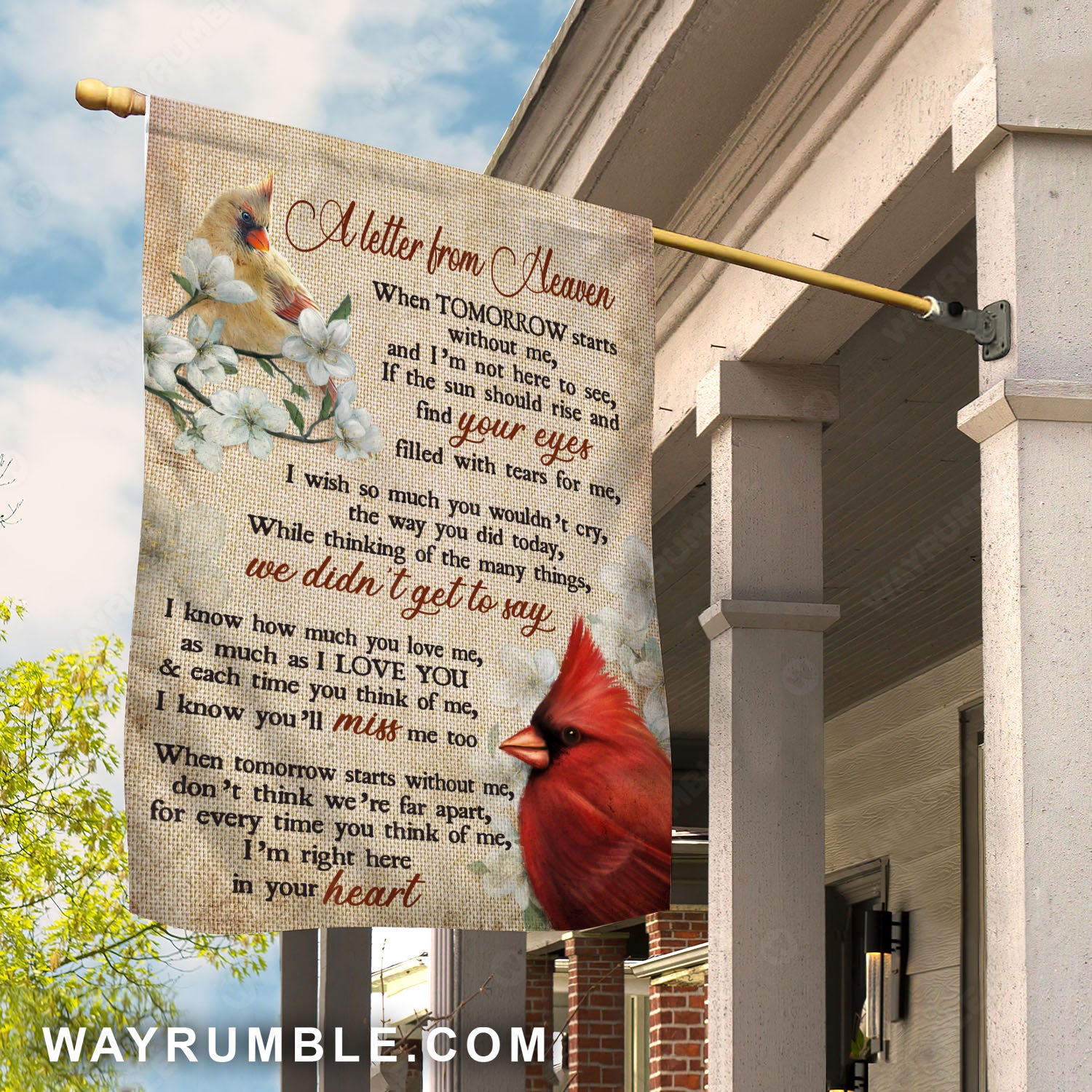 Northern cardinal, Cherry blossom, A letter from heaven, I'm right here in your heart - Heaven Flag