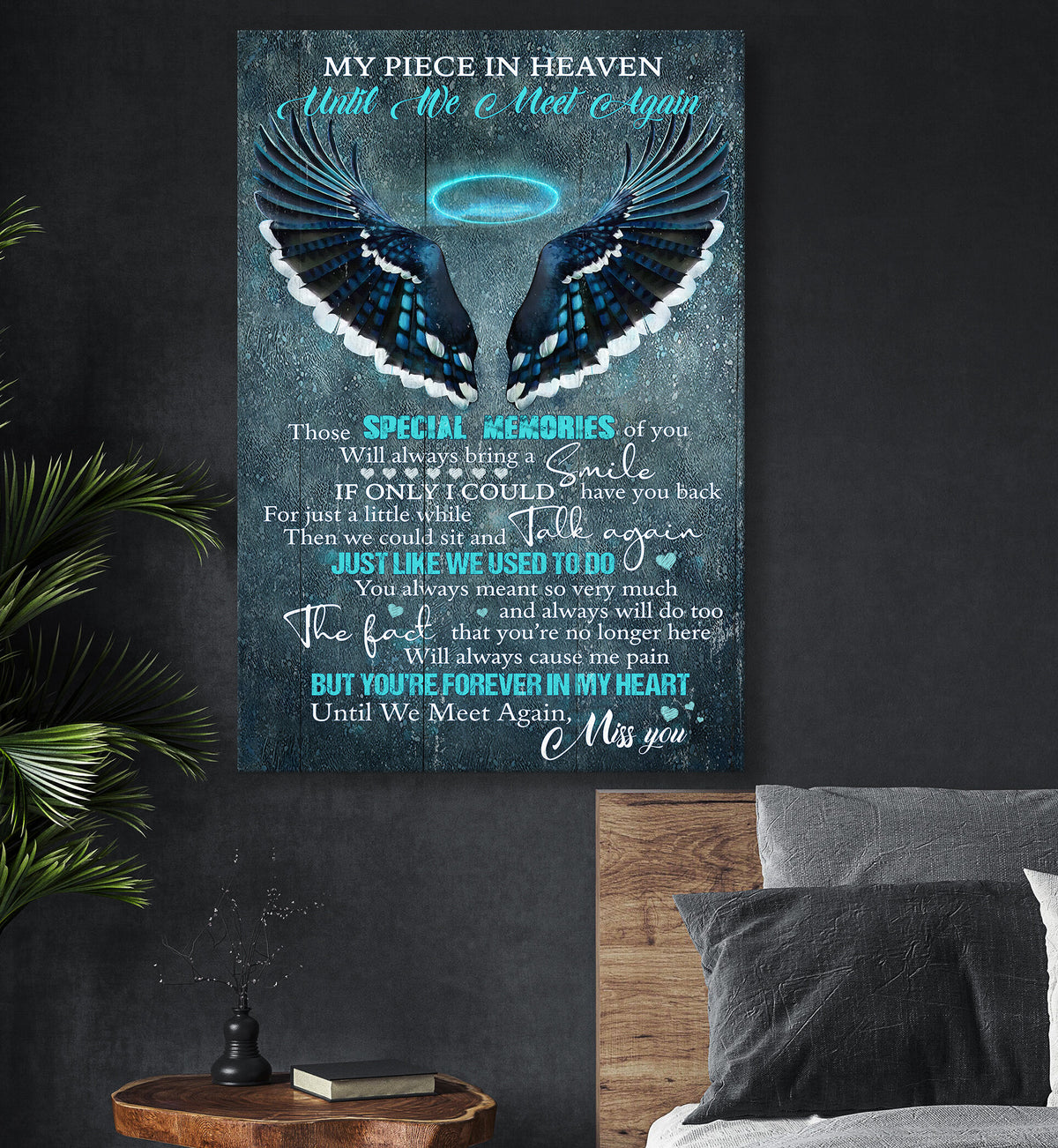 Angel Wings, My piece in heaven, Until we meet again - Heaven Portrait Canvas Prints, Wall Art