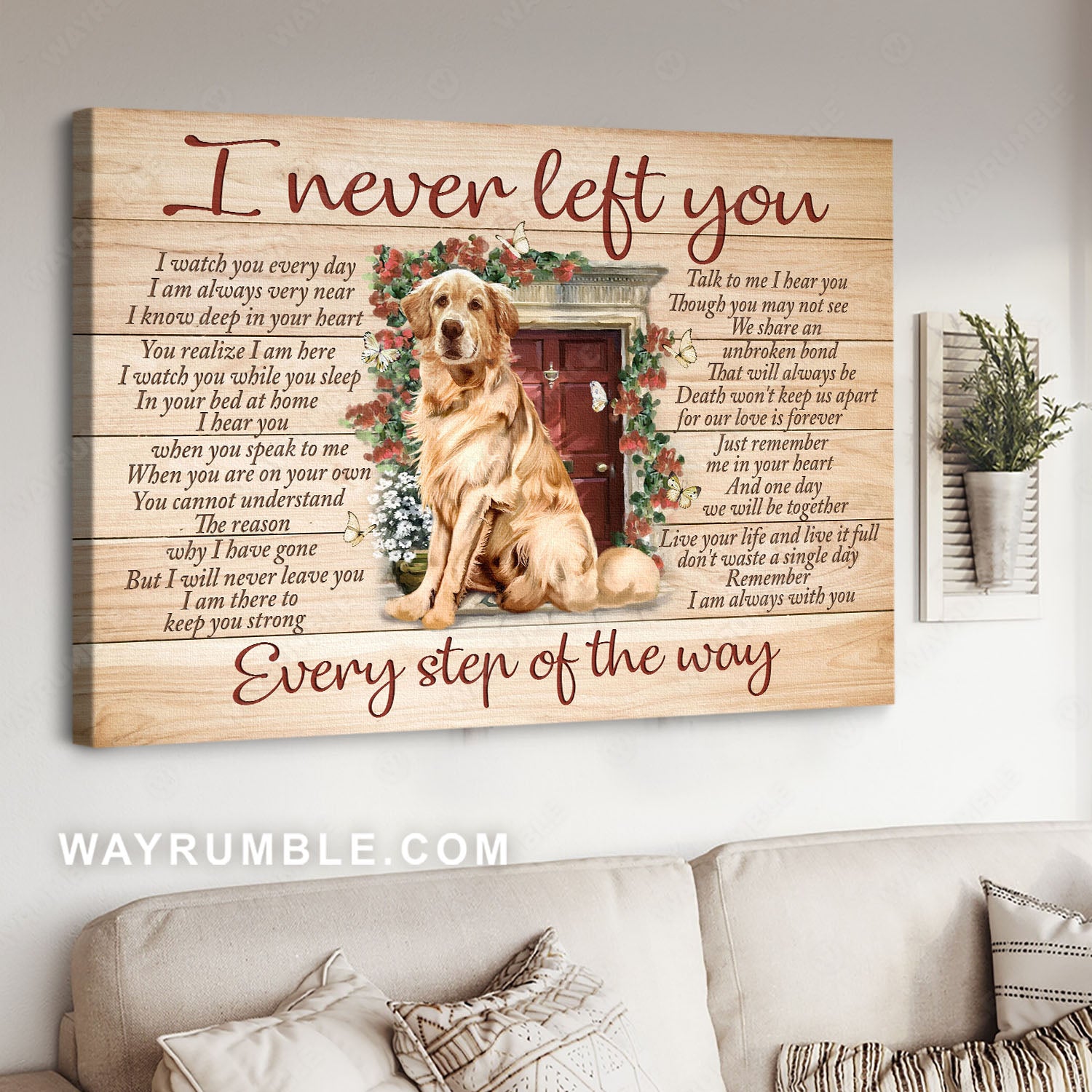 Golden Retriever, Lovely dog, Dog memorial gift, I never left you - Heaven Landscape Canvas Prints, Home Decor Wall Art