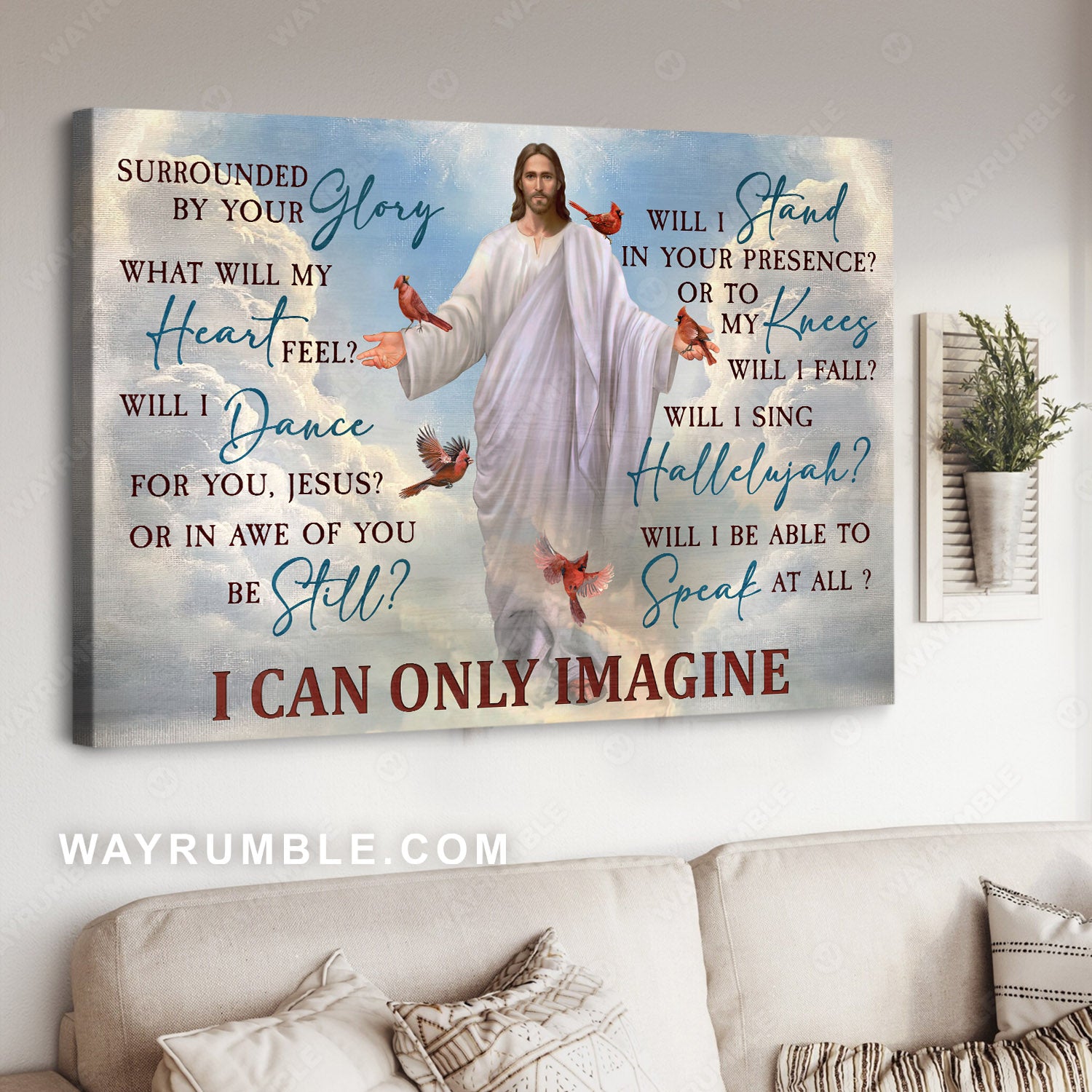 Jesus painting, Red cardinal, Beautiful heaven, I can only imagine - Heaven Landscape Canvas Prints, Wall Art