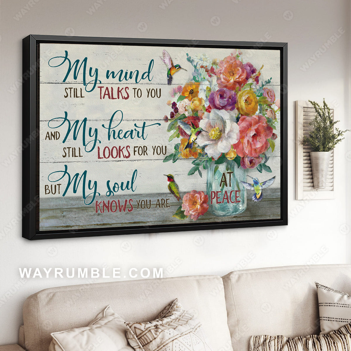 Flower in mason jar, My mind still talks to you - Heaven Landscape Canvas Prints, Wall Art