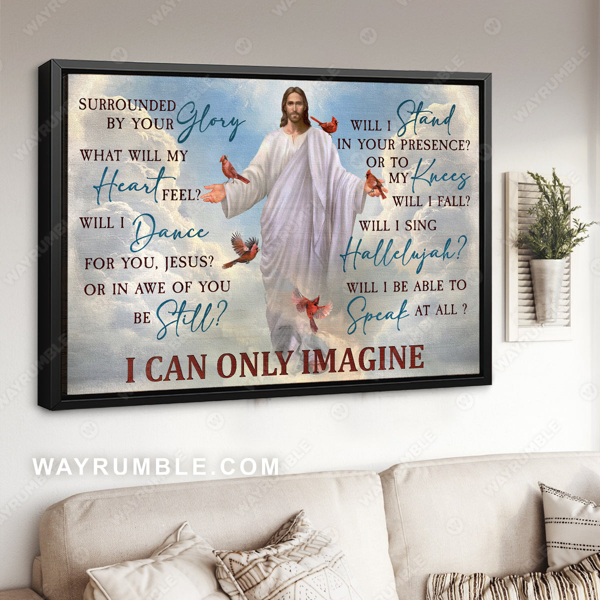 Jesus painting, Red cardinal, Beautiful heaven, I can only imagine - Heaven Landscape Canvas Prints, Wall Art