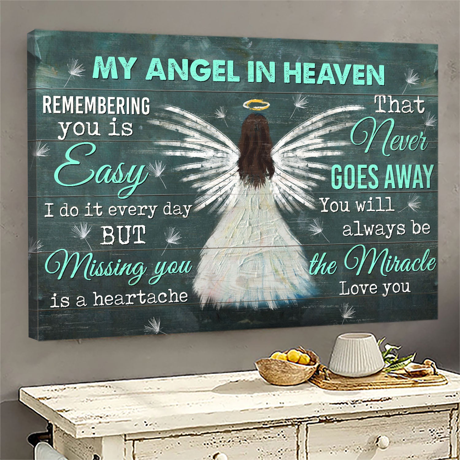 Beautiful angel, Dandelion, My angel in heaven, You will always be the miracle - Heaven Landscape Canvas Prints, Wall Art