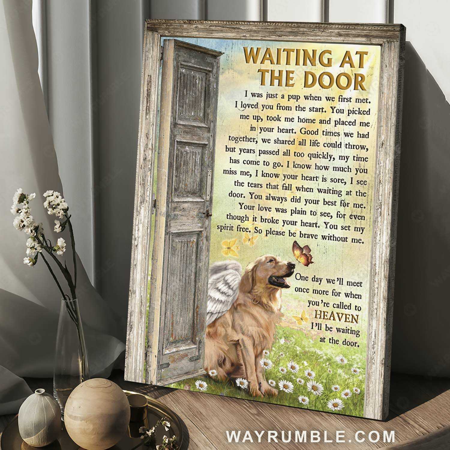Golden Retriever, Great dog, Lovely angel, Daisy field, Waiting at the door - Heaven Portrait Canvas Prints, Wall Art