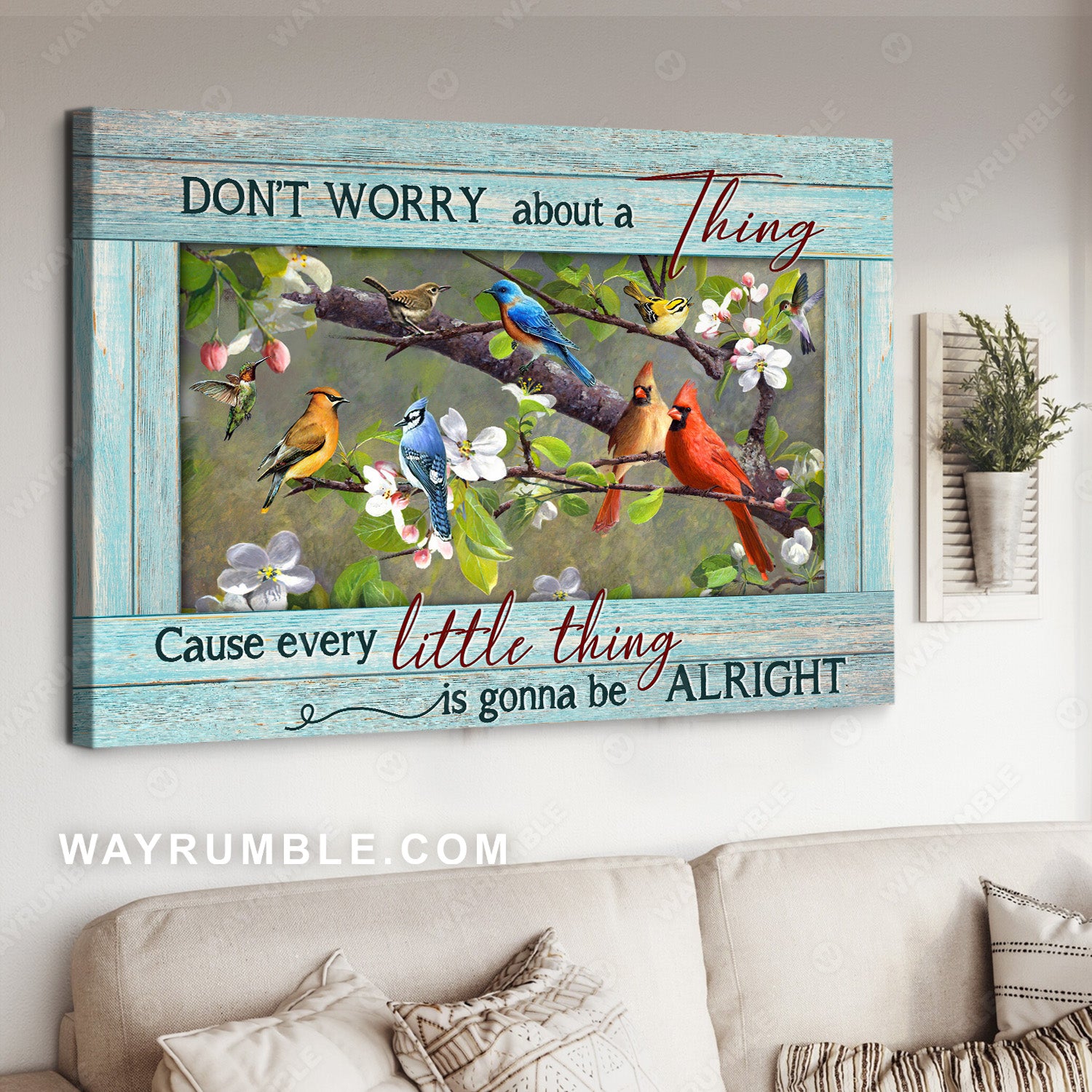 Spring forest, Colorful bird drawing, Every little thing is gonna be alright - Heaven Landscape Canvas Prints, Wall Art