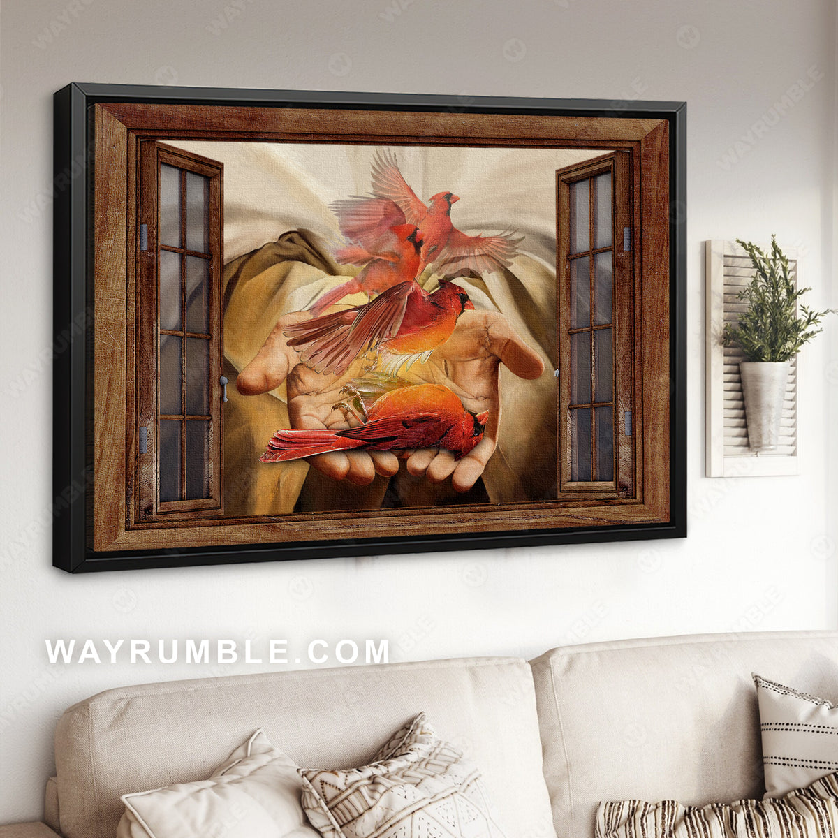 Beautiful cardinal, Jesus&#39;s hand, Infinite halo, Way to heaven - Heaven Landscape Canvas Prints, Wall Art