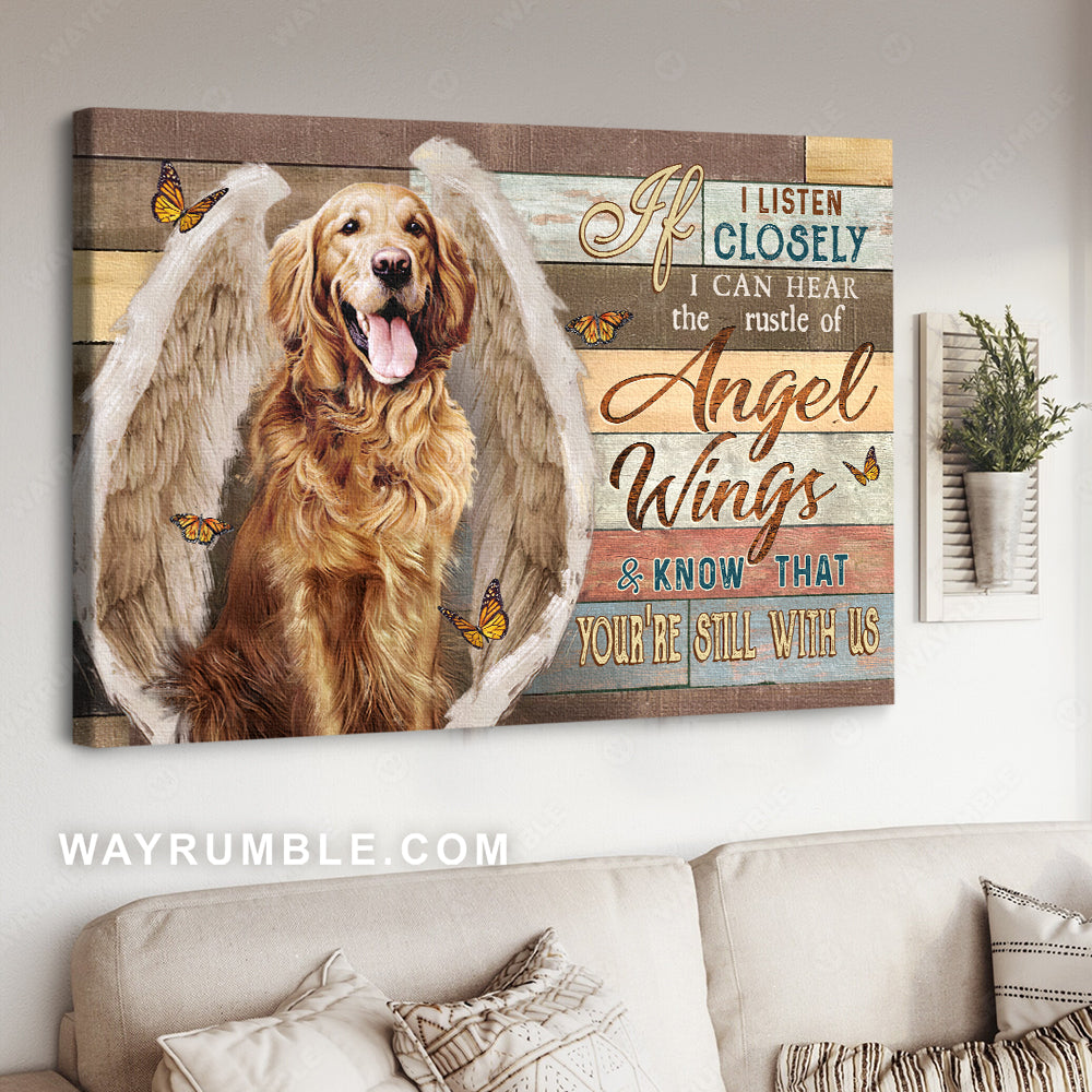 Golden Retriever, Angel wings, Monarch butterfly, You're still with us - Heaven Landscape Canvas Prints, Home Decor Wall Art