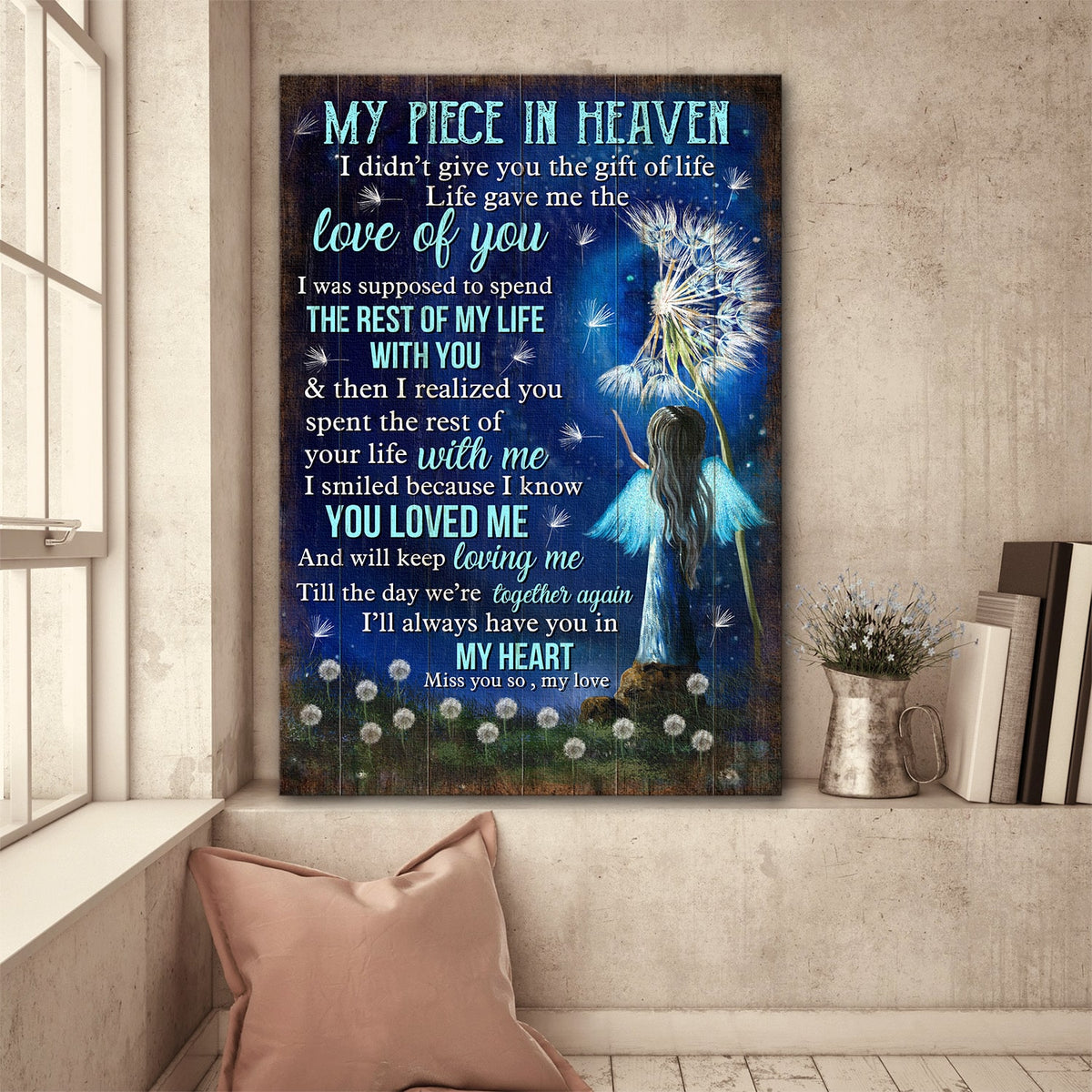 Little Angel, Dandelion, Beautiful night, My piece in heaven - Heaven Portrait Canvas Prints, Wall Art