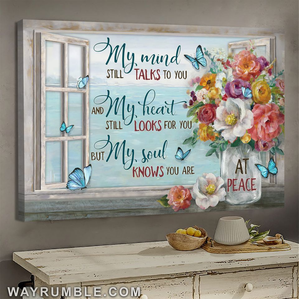 Rose flower vase, Sea painting, My mind still talks to you -  Heaven Landscape Canvas Prints, Wall Art