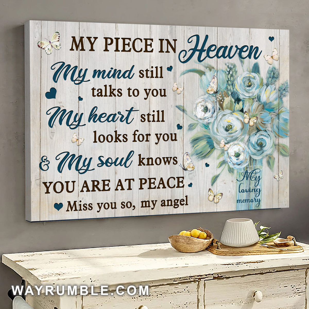 Flower vase, Butterfly, Still Painting, My mind still talks to you - Heaven Landscape Canvas Prints, Wall Art