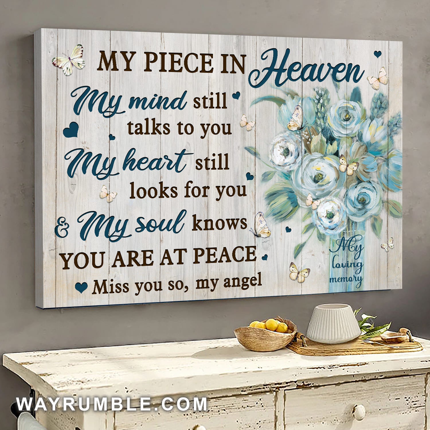 Flower vase, Butterfly, Still Painting, My mind still talks to you - Heaven Landscape Canvas Prints, Wall Art