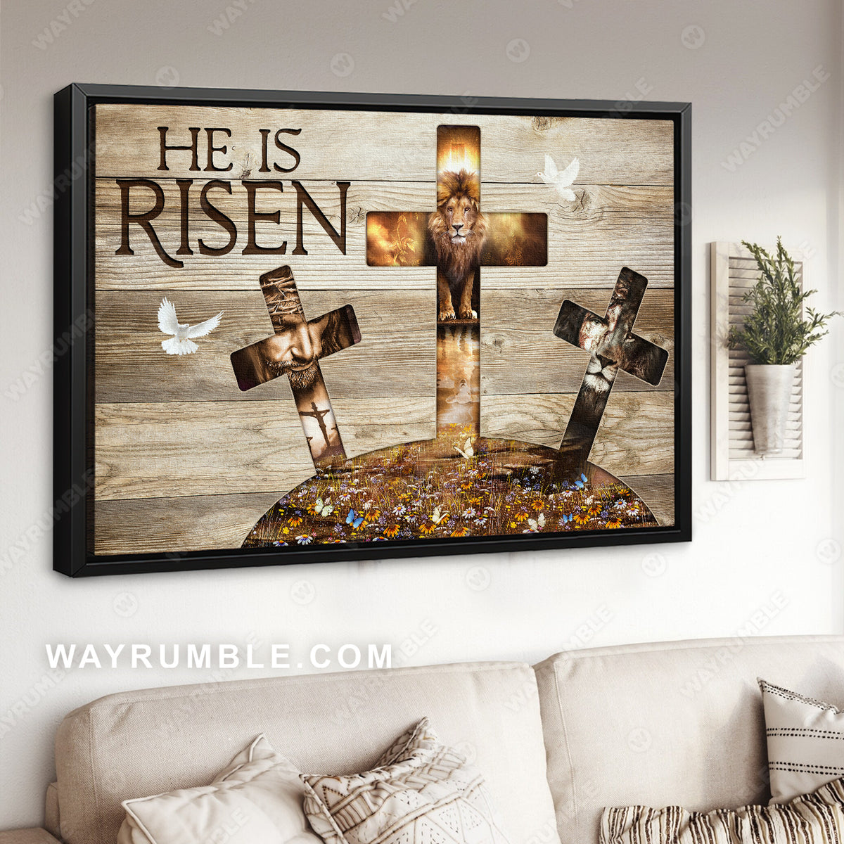 Cross Symbol, Lion Of Judah, Jesus Christ, He Is Risen - Jesus Landsca 