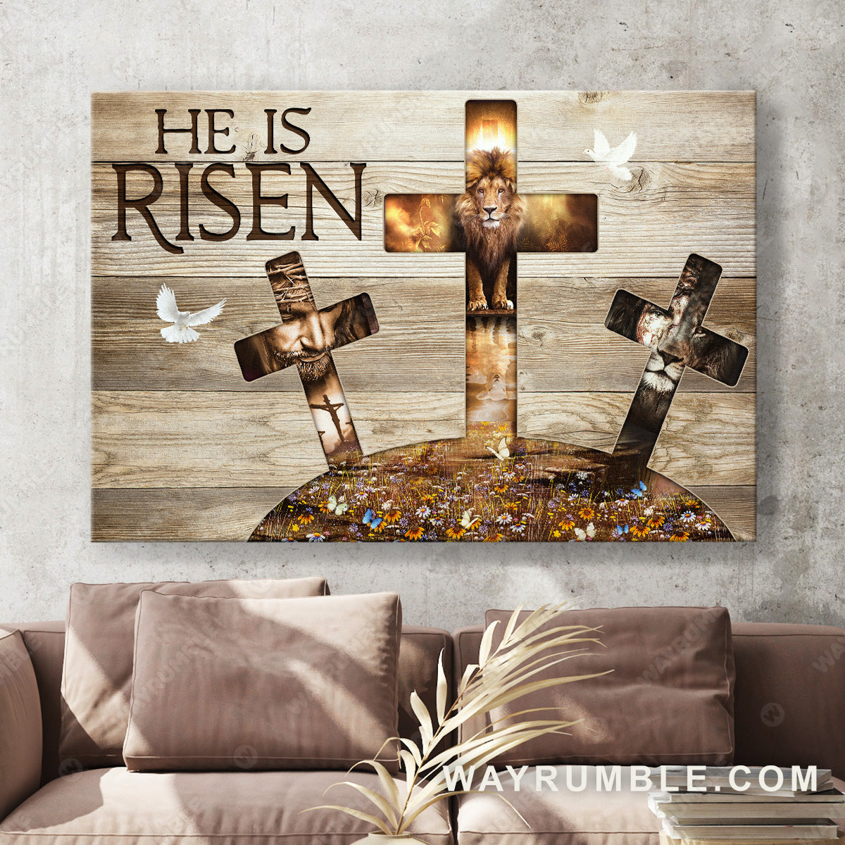 Cross symbol, Lion of Judah, Jesus Christ, He is risen - Jesus Landsca ...