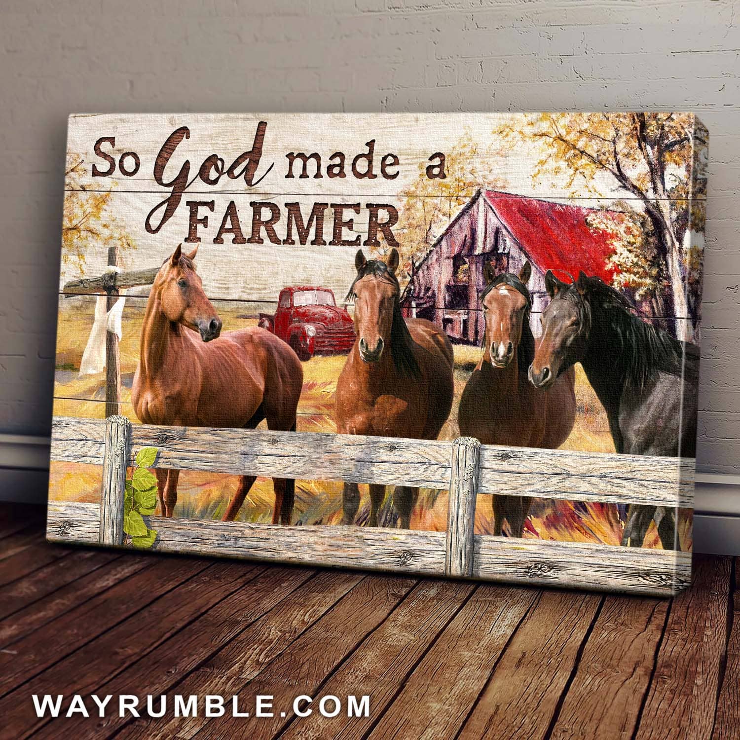 Horse, Tranquil farm, So God made a farmer - Jesus Landscape Canvas prints, Wall art