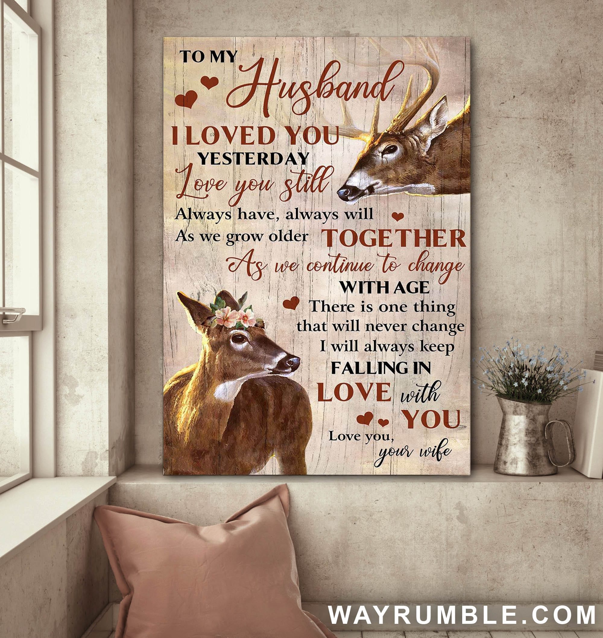 To my husband, Deer couple, There is one thing that will never change - Couple Portrait Canvas Prints, Wall Art