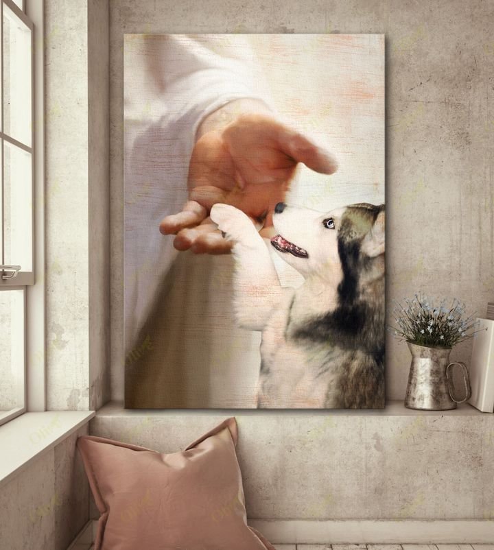 Siberian Husky, Take my hand Jesus - Dog Portrait Canvas Prints, Wall Art