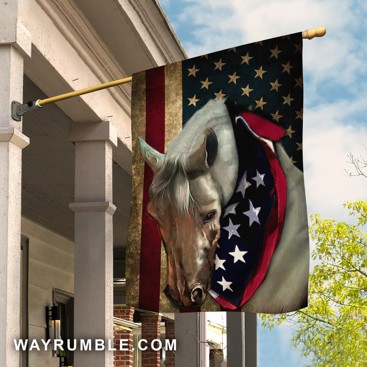 White horse, US flag, Horse drawing, Jesus symbol - Jesus Flag