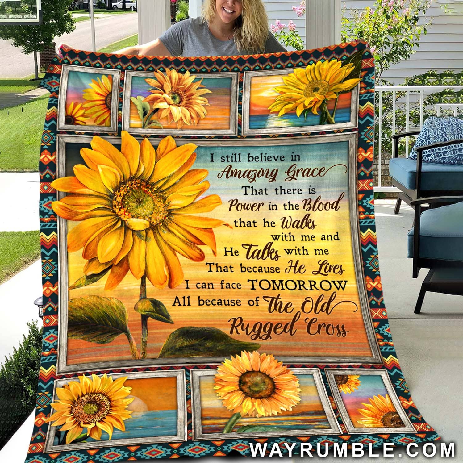 Sunflower - I still believe in Amazing Grace, our Lord and savior Blanket