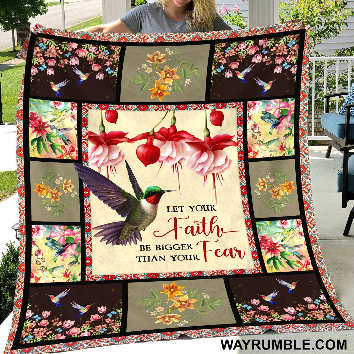 Hummingbird - Let your faith be bigger than your fear Jesus Blanket