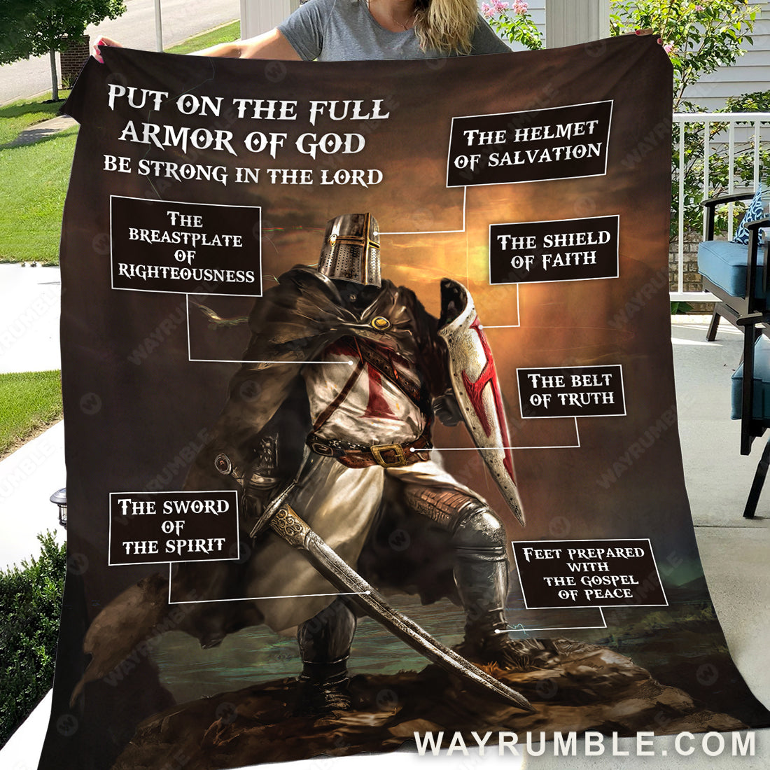 Warrior of God, The sword of the spirit, The shield of faith, Put on the full armor of God - Jesus Blanket