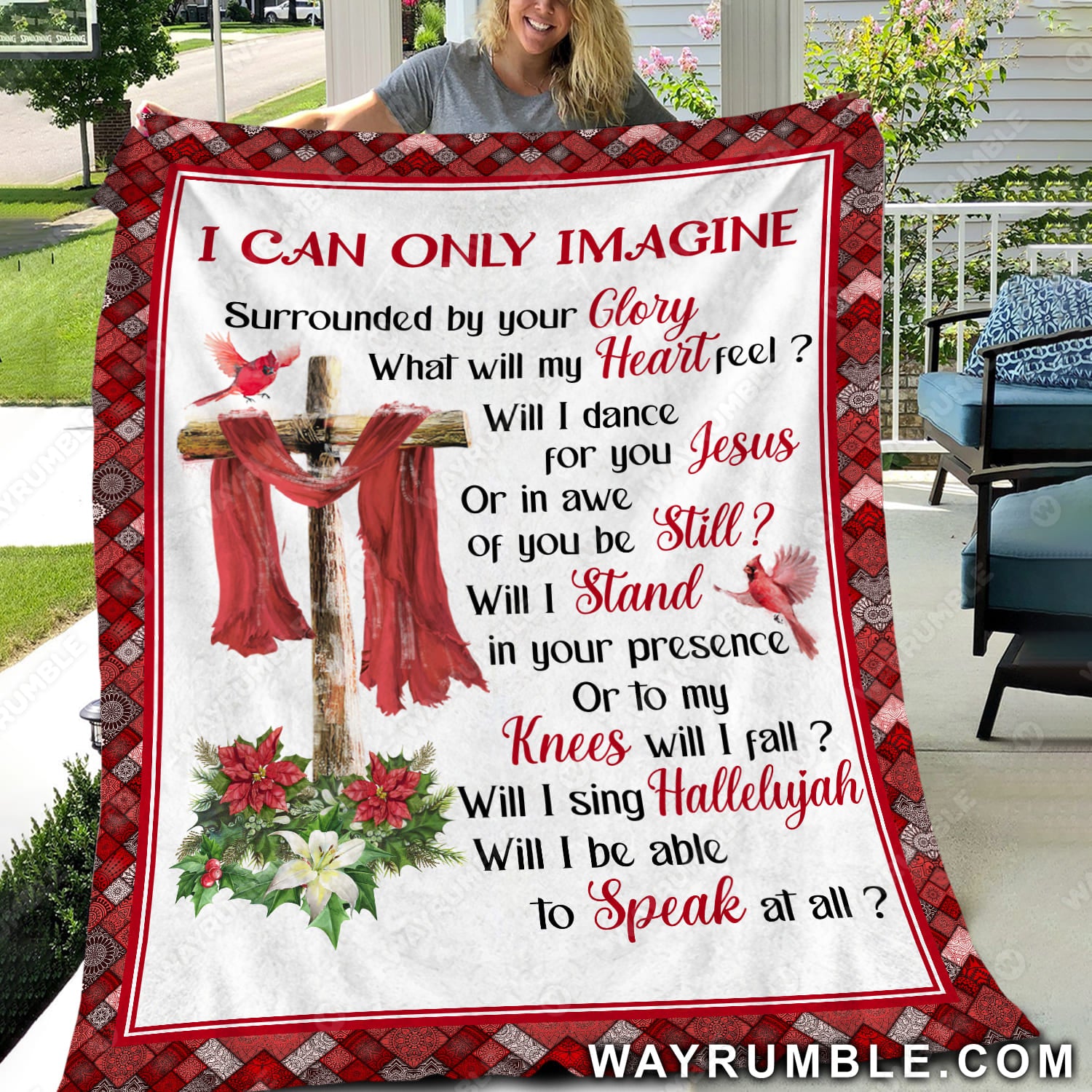 Old rugged cross, Red cardinal, Old song, I can only imagine - Jesus Blanket