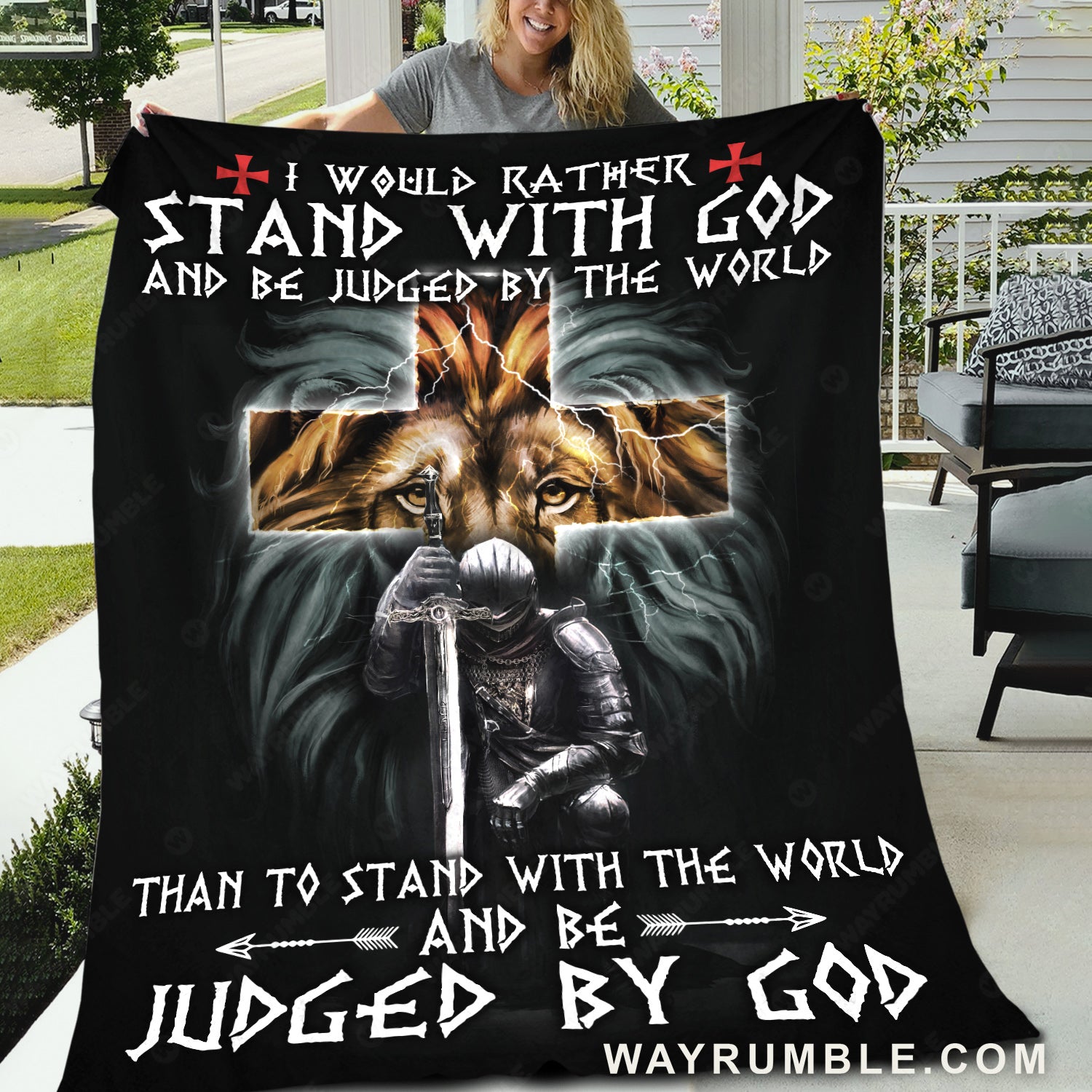 Lion of Judah, Warrior of God, Jesus cross, I would rather stand with God and be judged by the world - Jesus Blanket