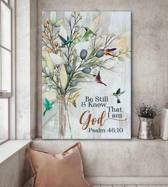 Olive tree, Hummingbird, Be still and know that I am God - Jesus Portrait Canvas Prints, Wall Art