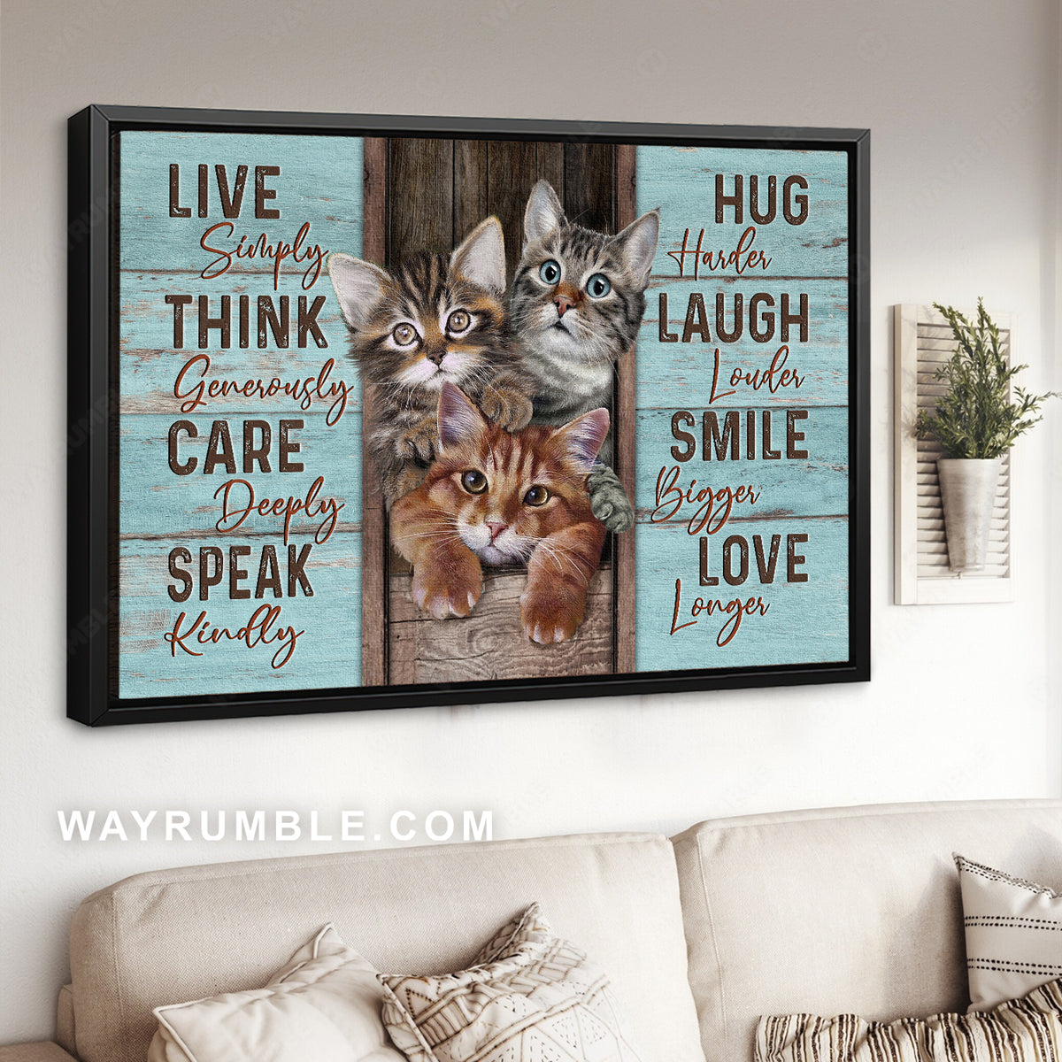 Gift for cat lover, Little cat drawing, Mint house, Live simply - Jesus Landscape Canvas Prints, Christian Wall Art