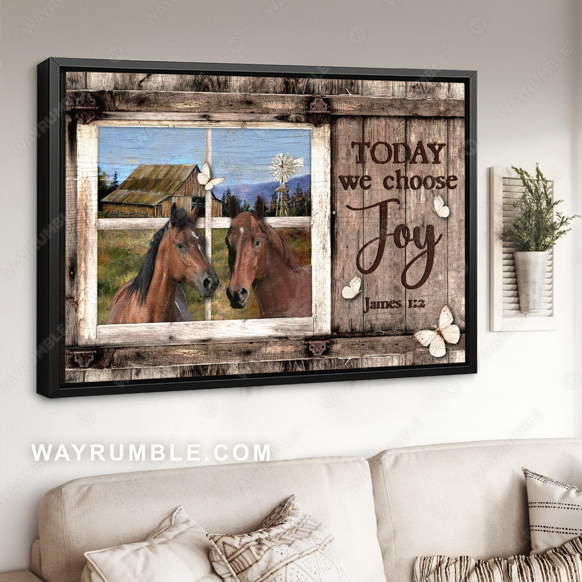 Face of horse, Countryside painting, Antique window, Today we choose joy - Jesus Landscape Canvas Prints, Christian Wall Art