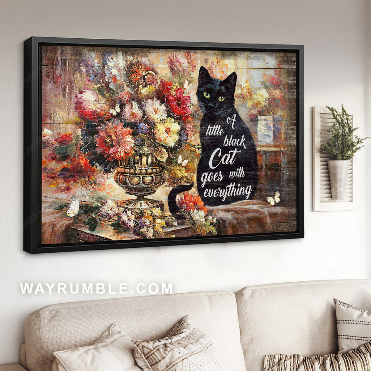 Brilliant flower garden, Black cat, A little black cat goes with everything - Jesus Landscape Canvas Prints, Christian Wall Art