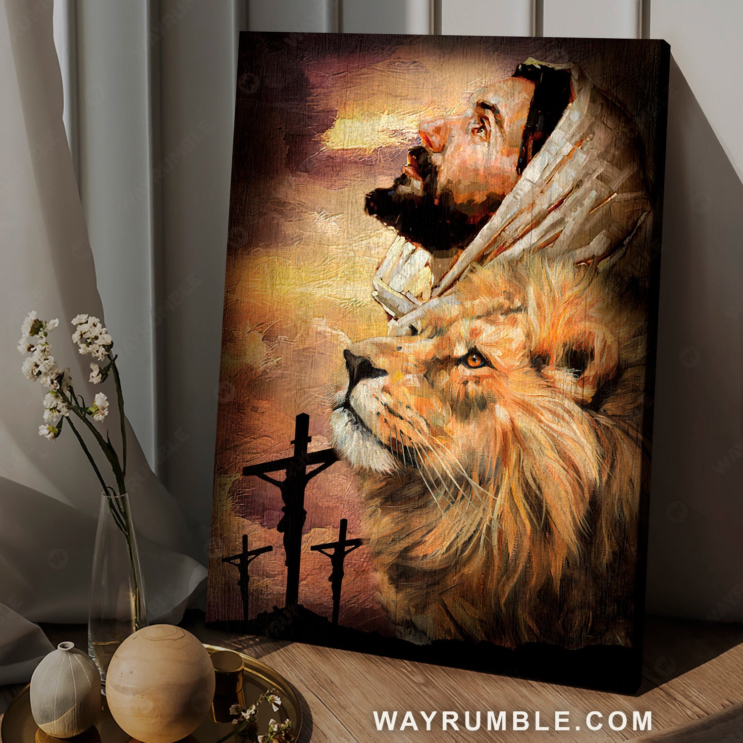 Jesus calls, Watercolor lion, Jesus on the cross - Jesus Portrait Canvas Prints, Christian Wall Art