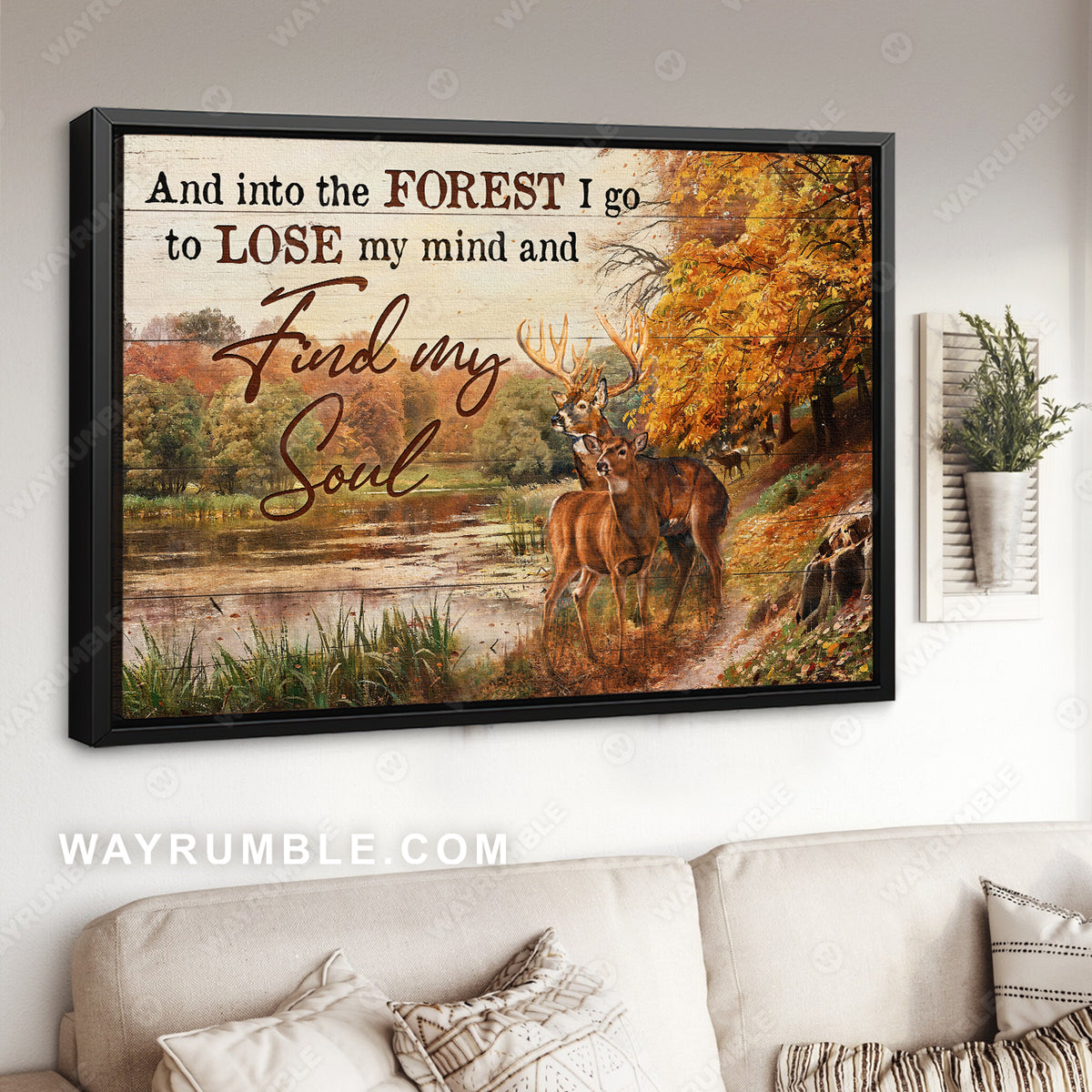 Autumn forest, Watercolor deer, Find my soul - Jesus Landscape Canvas Prints, Christian Wall Art