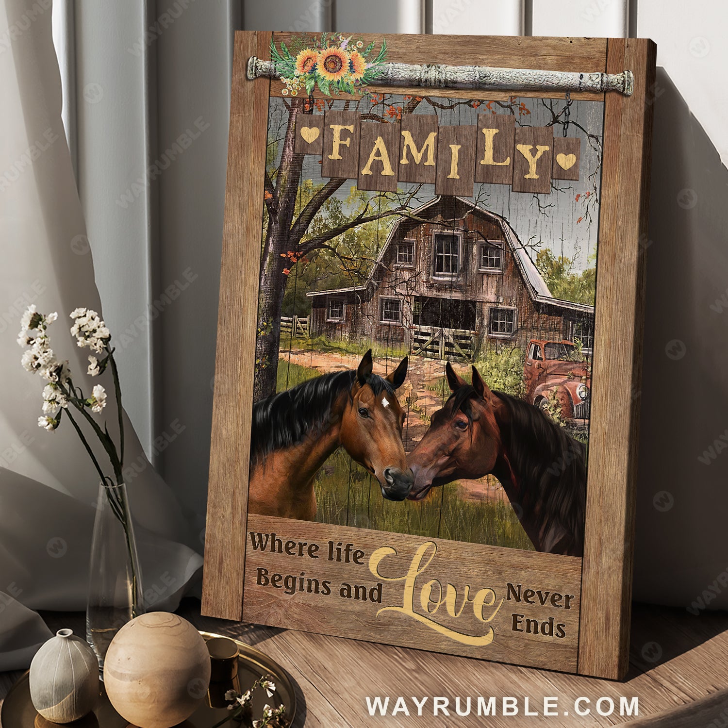 Horse drawing, Green meadow, Family, Where life begins and love never ends - Jesus Portrait Canvas Prints, Christian Wall Art