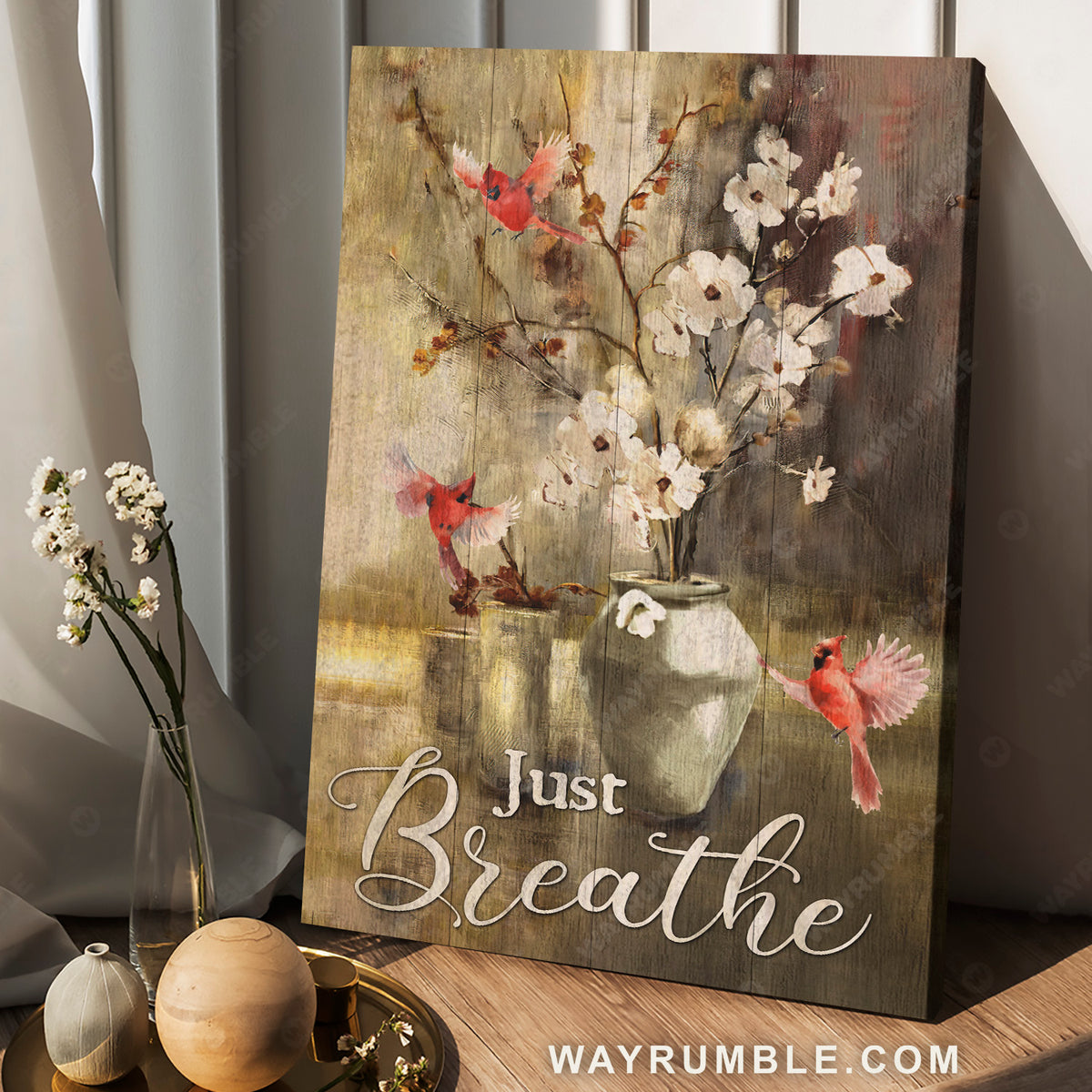 Paper flower painting, Red cardinal, Still life drawing, Just breathe - Jesus Portrait Canvas Prints, Christian Wall Art