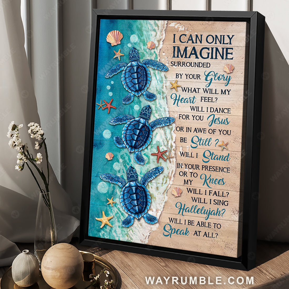 Blue turtle, Beach painting, Colorful starfish, I can only imagine - Jesus Portrait Canvas Prints, Christian Wall Art