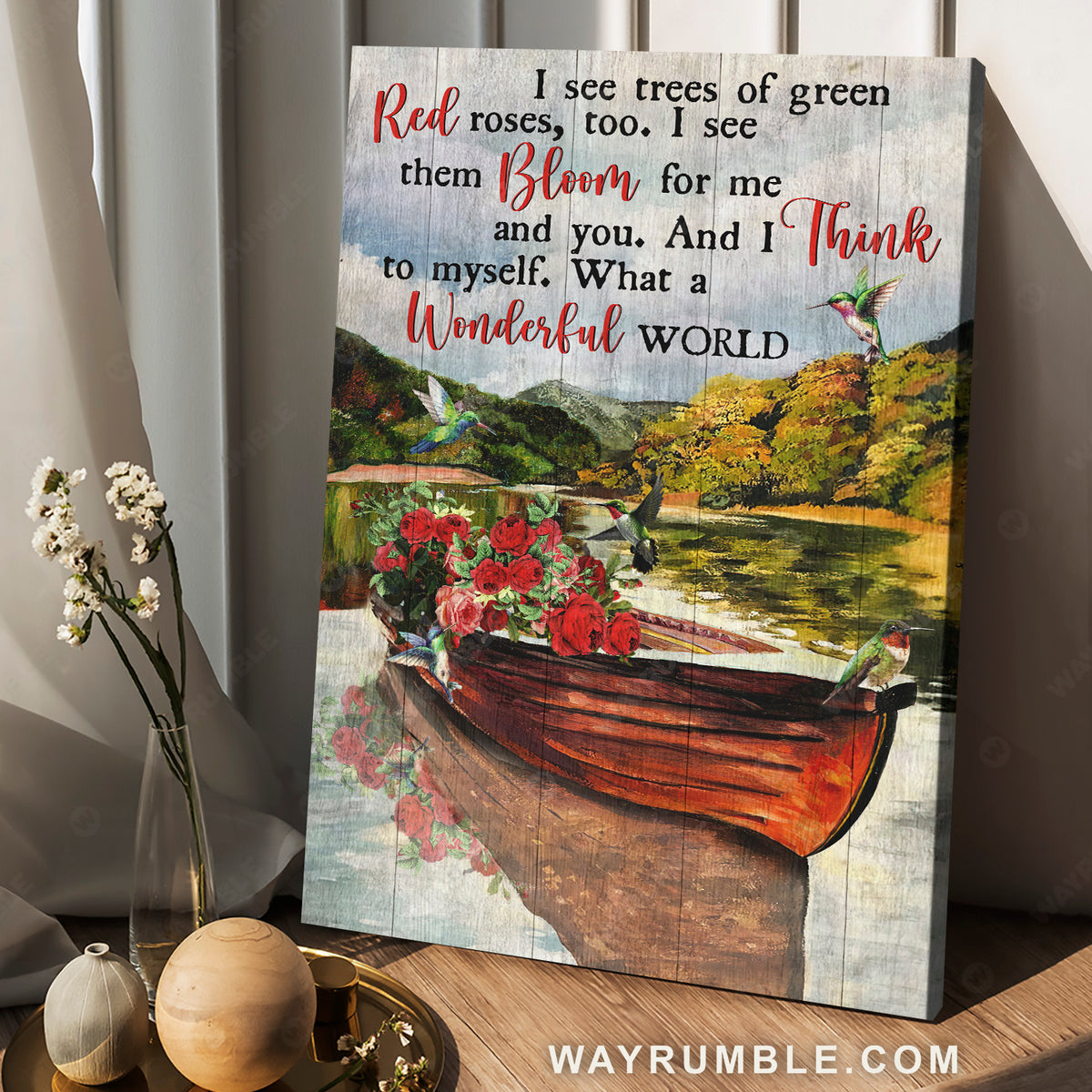 Beautiful boat, Red rose, Lake drawing, What a wonderful world - Jesus Portrait Canvas Prints, Christian Wall Art