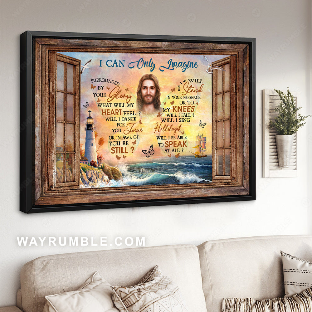 Face of Jesus, Special butterfly, Ocean view, I can only imagine - Jesus Landscape Canvas Prints, Christian Wall Art