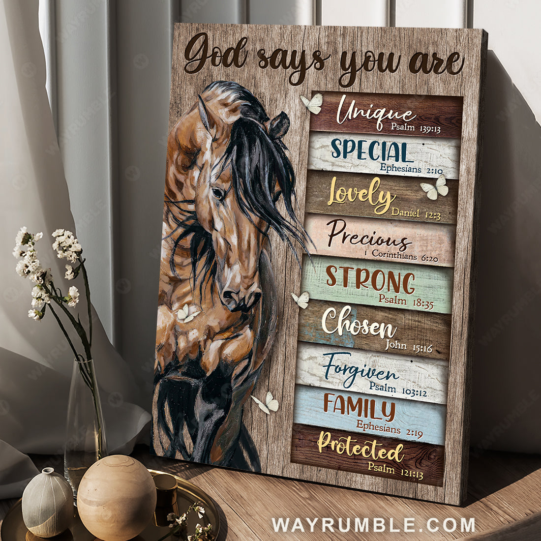 Dream horse, Horse face, Pretty butterfly, God says you are unique - Jesus Portrait Canvas Prints, Christian Wall Art