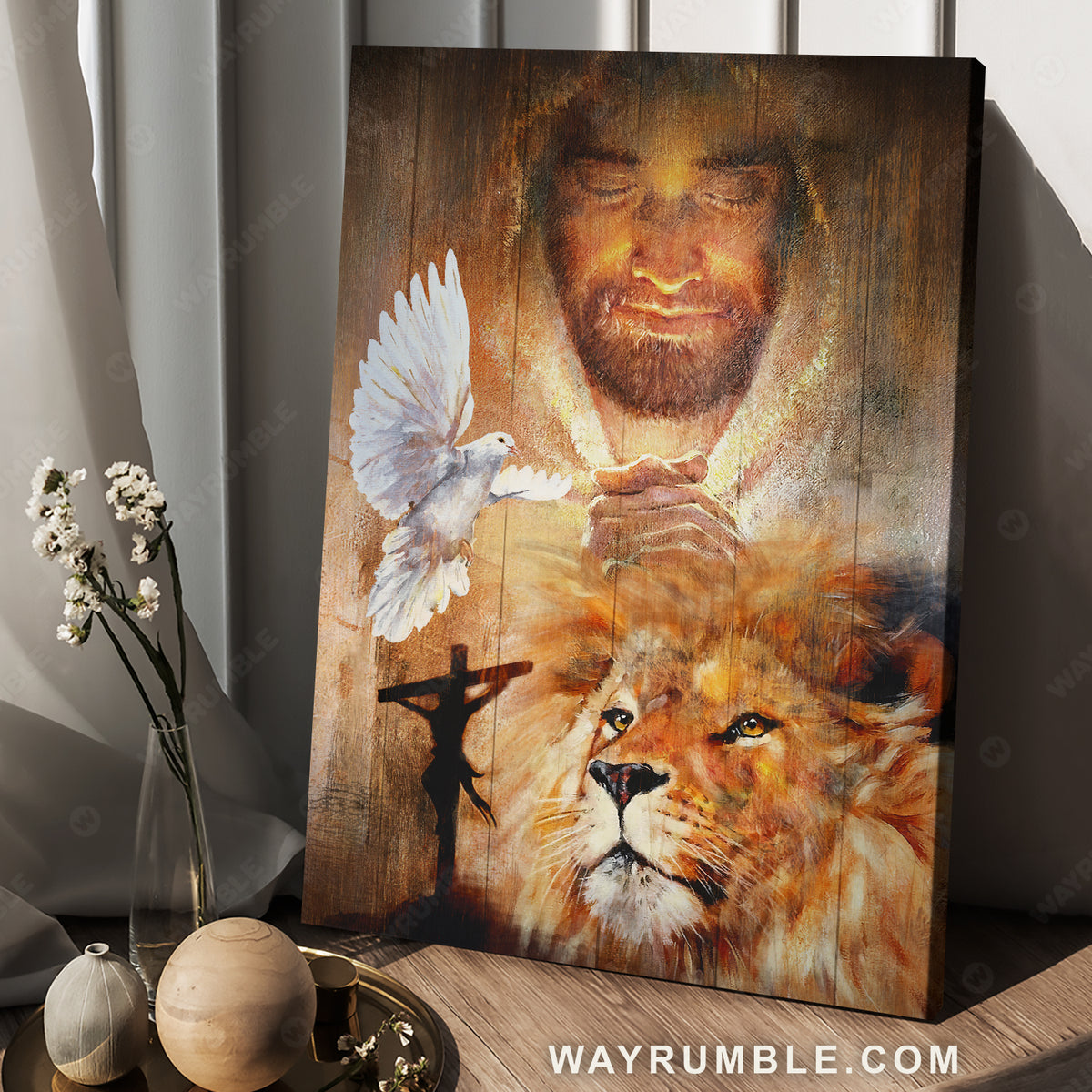 Lion King, Beautiful dove, Jesus painting, Pray for healing - Jesus Portrait Canvas Prints, Christian Wall Art