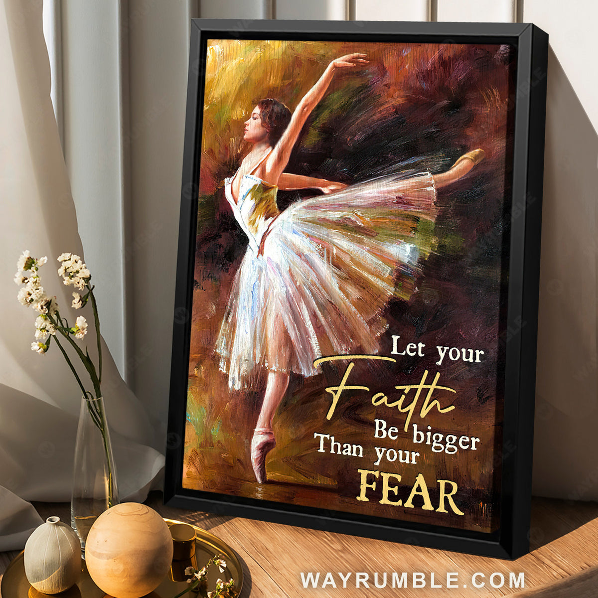 Watercolor ballet dancer, Brilliant dress, Let your faith be bigger than your fear - Jesus Portrait Canvas Prints, Christian Wall Art